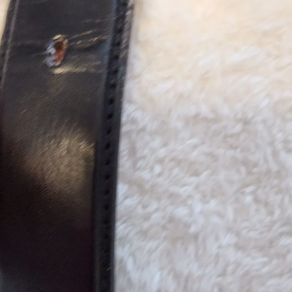 Genuine Black Leather Mens L (38-40) Embossed American Eagle USA Biker Belt